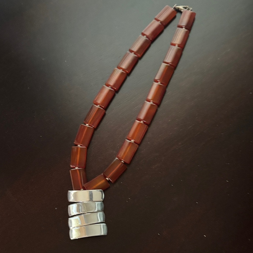Elegant Carnelian and Silver Necklace